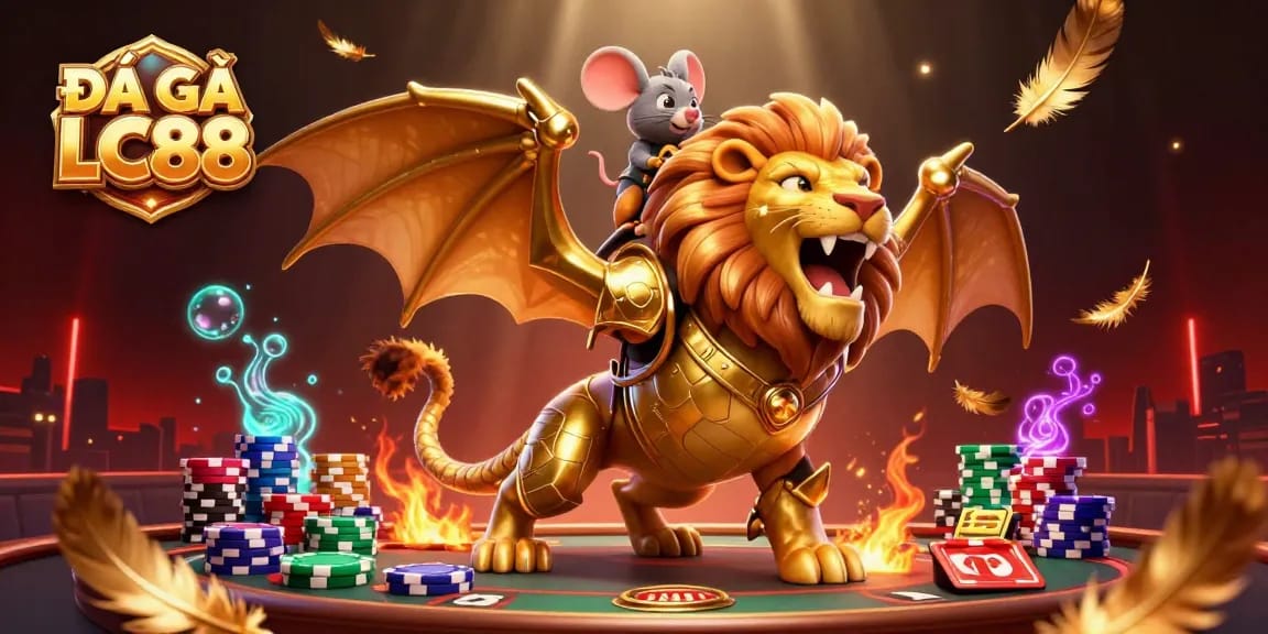 Experience thrilling bets in ĐÁ GÀ LC88 with dynamic montage of action and colorful betting elements.