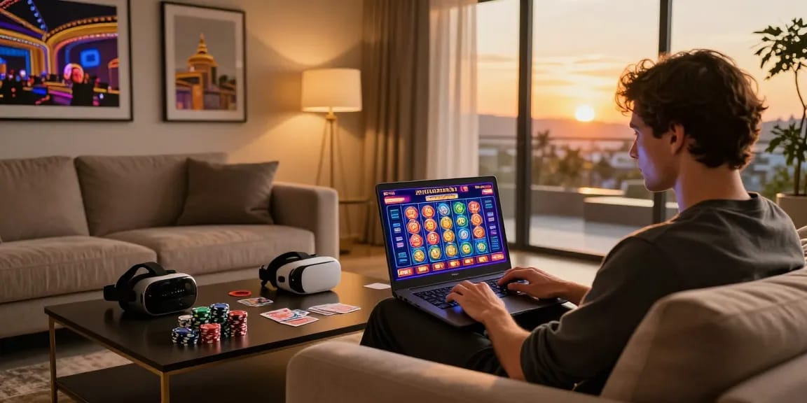 Experience the excitement of playing azarlatino in a luxurious home setting with vibrant gaming graphics.