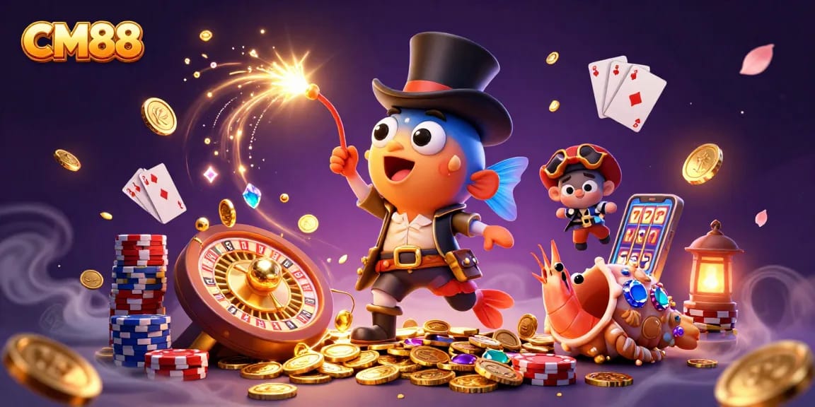 Experience CM88's captivating undersea casino adventure with an anglerfish and pirate shrimp.