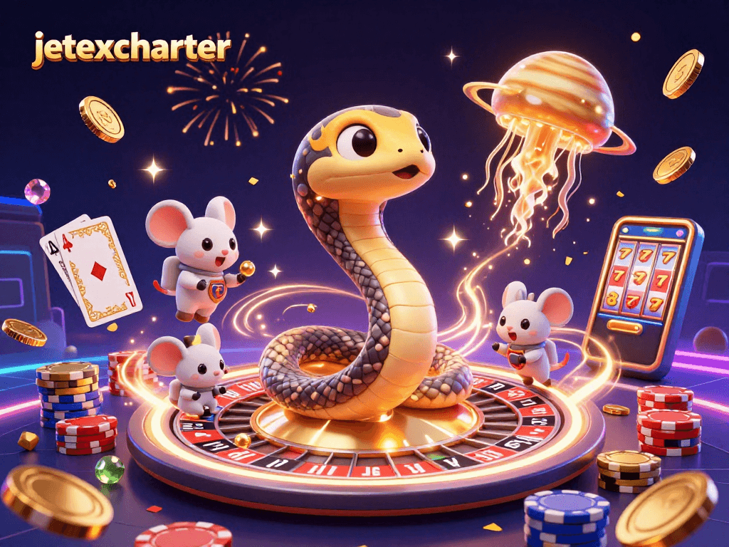Bet on cosmic roulette with jetexcharter's vibrant illustration full of engaging casino elements.