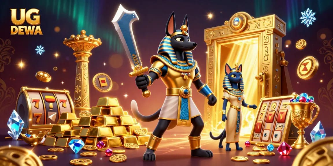 Experience exciting gameplay at UG DEWA, featuring stunning jackpots, slot reels, and treasure-filled designs.