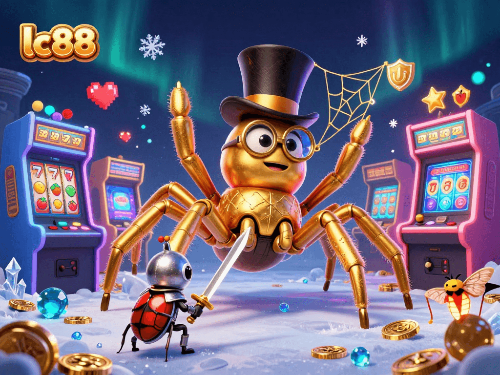 Engage in vibrant gaming action at lc88 with a golden tarantula and colorful slots!