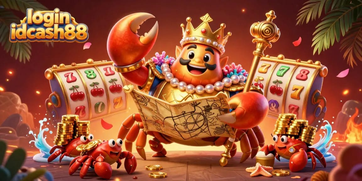 Experience the excitement of slot gaming at login idcash88 with golden crab emperor and vibrant casino elements.