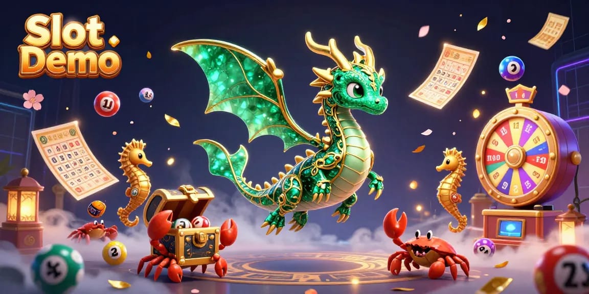 Engage in strategic Slot Demo gameplay amidst an enchanting casino scene filled with vibrant elements.