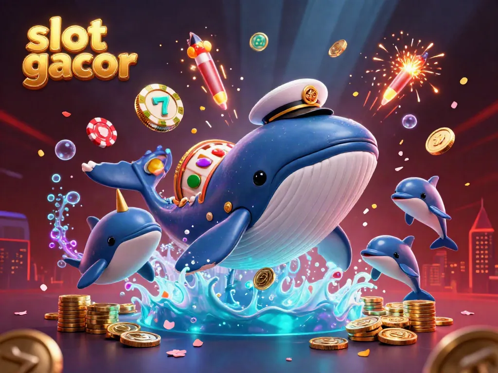 Engage in the exciting slot gacor experience with a vibrant 3D illustration featuring whimsical sea creatures and colorful casino elements.