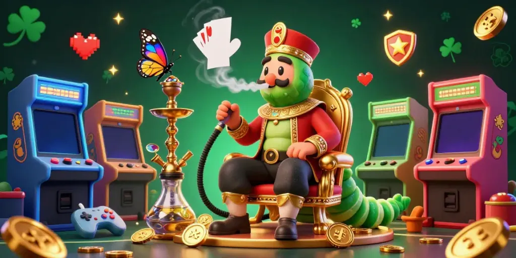 Engage in thrilling gameplay with nhatvip, surrounded by vibrant casino elements and characters.