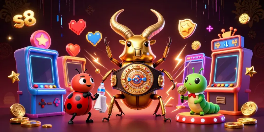 Engage with the thrilling world of S8 casino gaming featuring a vibrant scene with cartoon characters.
