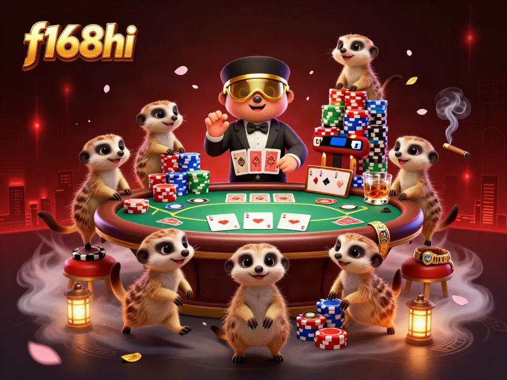 Experience lively meerkats managing a bustling casino operation in f168hi.