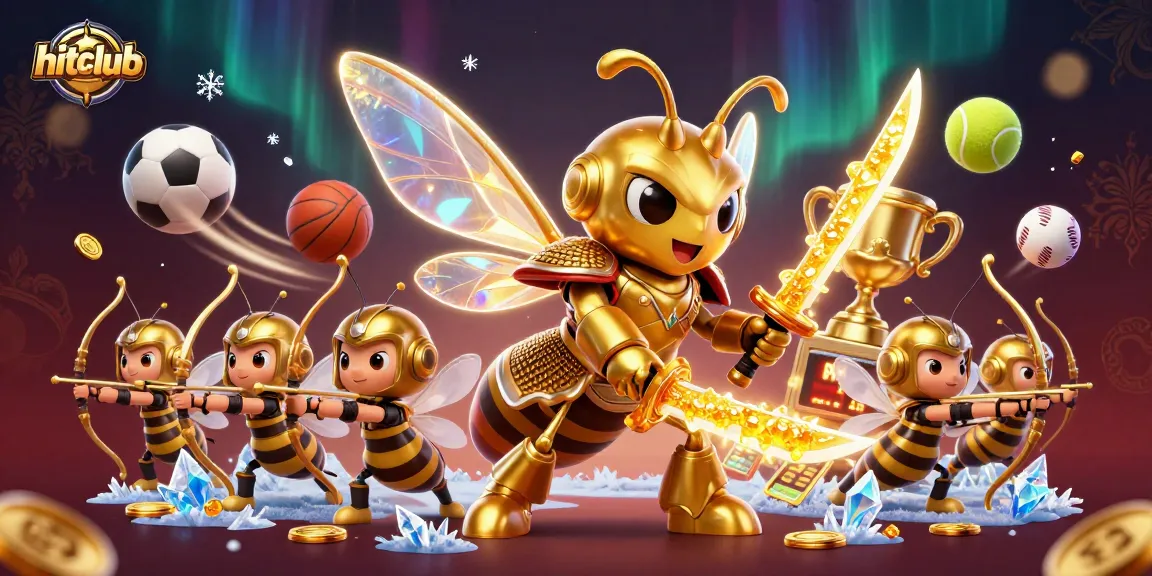 Experience the excitement of hitclub as sports-themed icons enhance a vibrant casino scene.