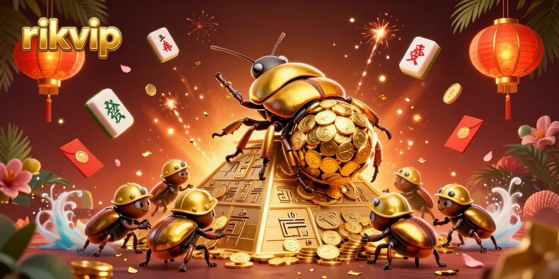 Experience thrilling gameplay with rikvip as golden coins roll in an exciting casino illustration.