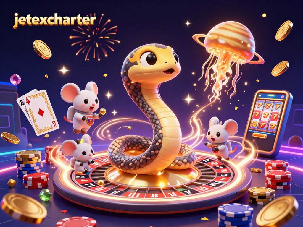 Bet on cosmic roulette with jetexcharter's vibrant illustration full of engaging casino elements.