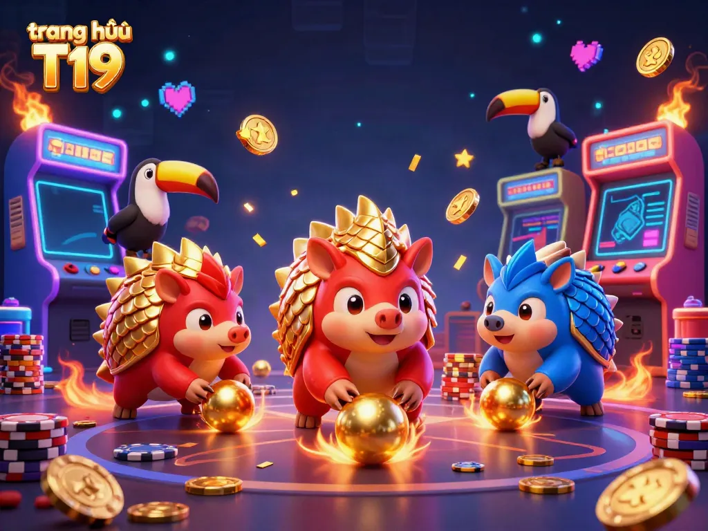 Engage in exciting gameplay at trang chủ T19 with vibrant pangolins amidst colorful casino elements.
