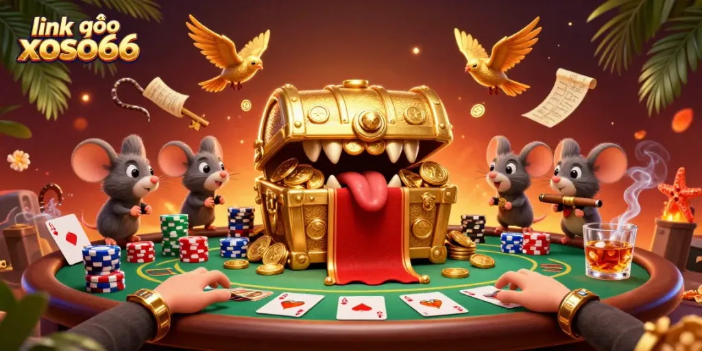 Engage in thrilling gameplay at link vào xoso66 with golden riches, poker chips, and adventure elements.