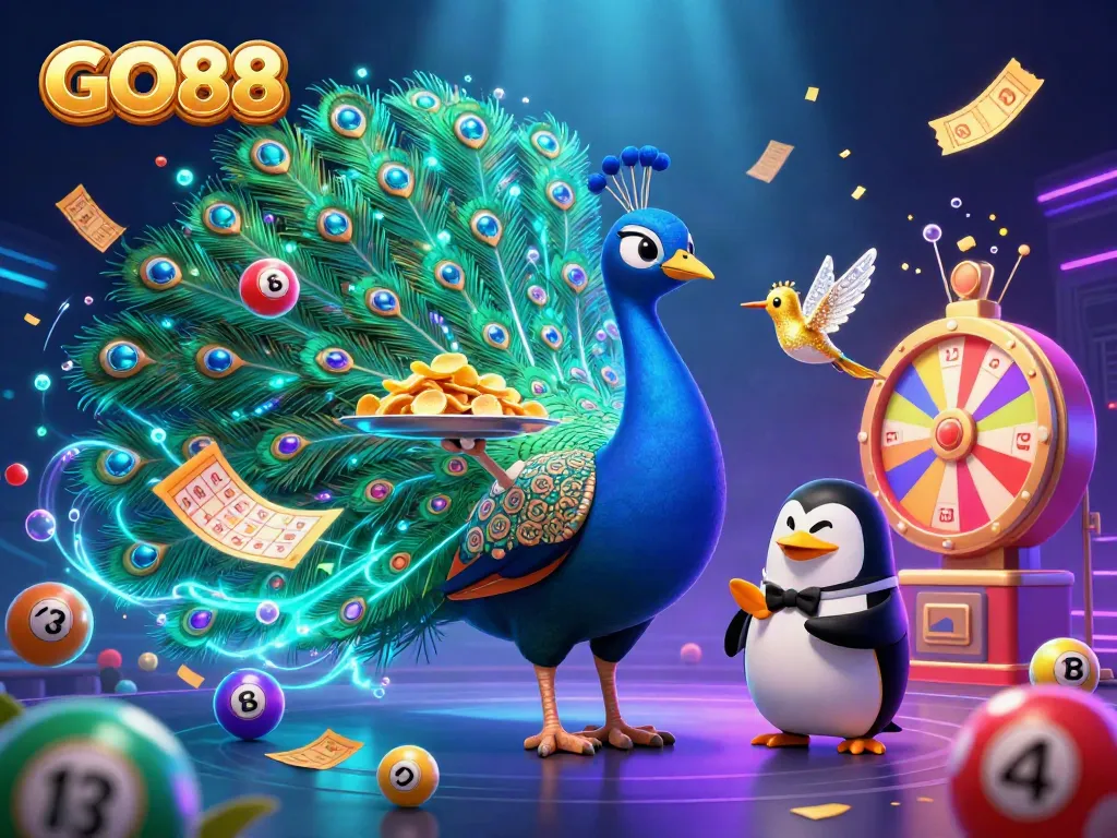 Experience the thrill of GO88 with dynamic gaming elements and captivating characters in this vibrant casino scene.
