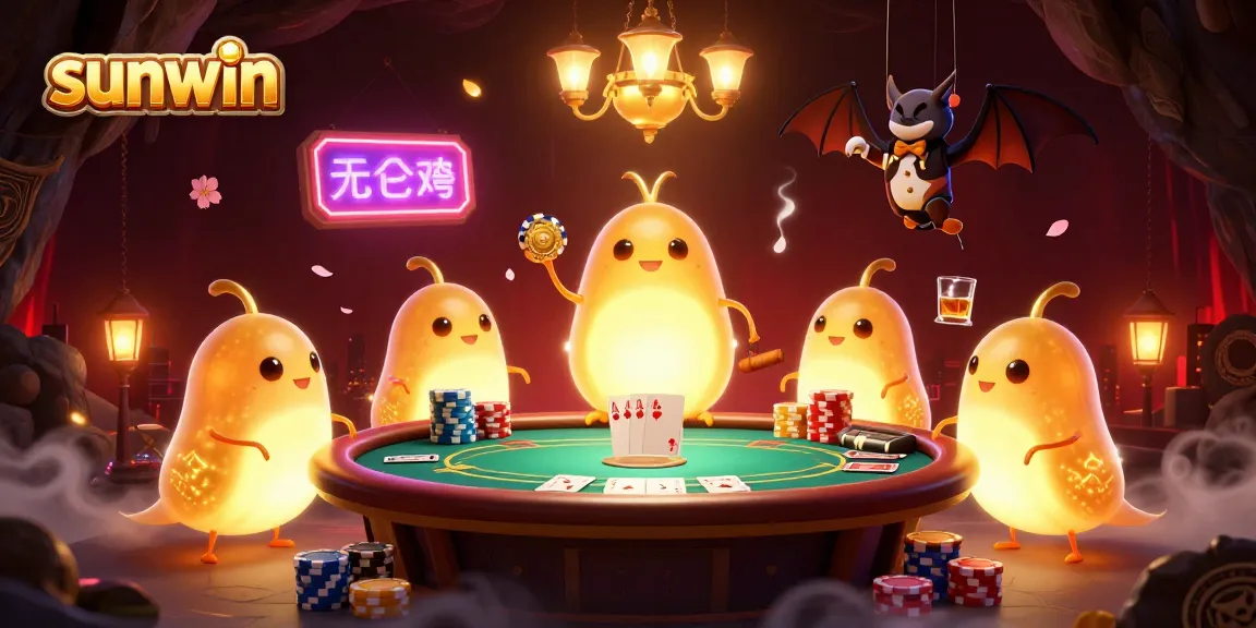 Experience the thrill at sunwin casino with glowworms lighting up the poker table in a vibrant, enchanted setting.