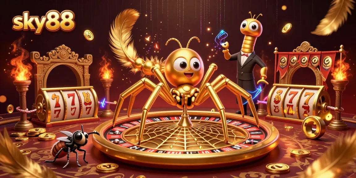 Experience the thrilling atmosphere of sky88 with a 3D roulette-themed casino scene.