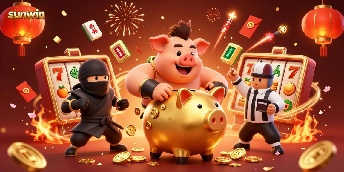 Experience winning moments at sunwin with a lively casino scene featuring characters and vibrant game elements.