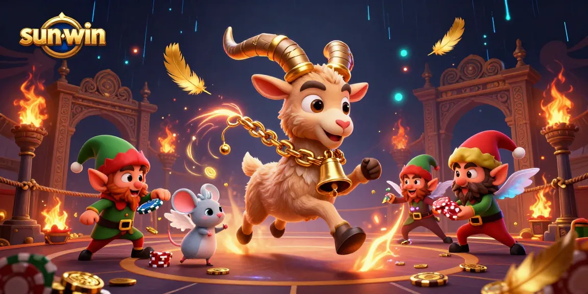 Engage with sun-win at this lively casino scene featuring Krampus, angel mouse, and elf gremlins.