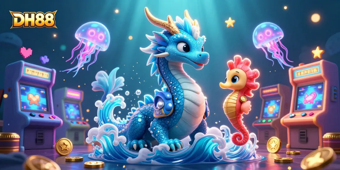 Experience thrilling DH88 gaming with vibrant characters, arcade elements, and underwater beauty.