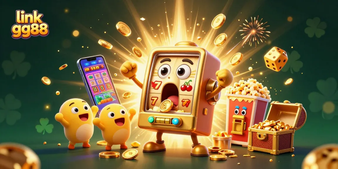 Experience the excitement of link gg88 with vibrant slot machines celebrating jackpots amidst a dazzling casino scene.