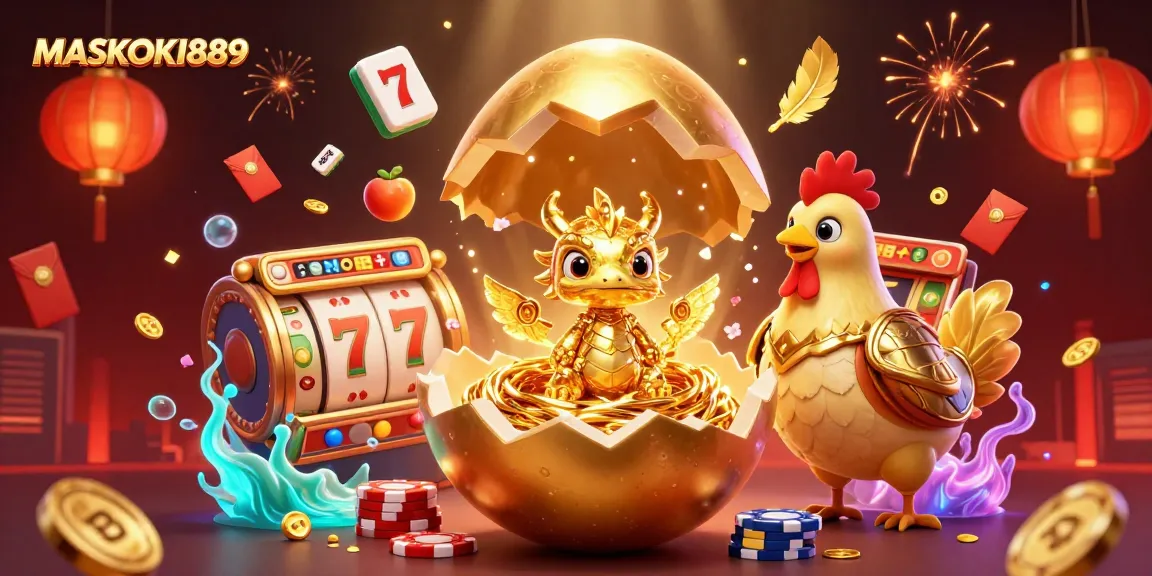 Engage in thrilling gameplay with MASKOKI889's golden dragon and poker chip adventure.