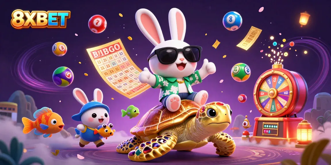 Join the adventure with 8XBET's lucky rabbit and golden turtle amid thrilling games.
