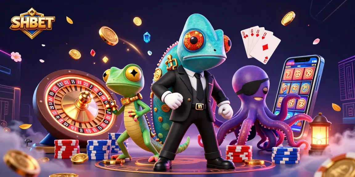 Spin and win at SHBET with thrilling 3D casino action featuring a colorful chameleon, tech-savvy gecko, and villainous octopus.
