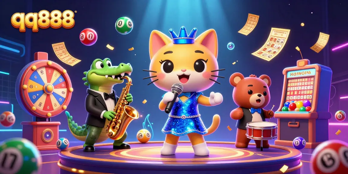 Engage with the vibrant world of qq888 featuring lively characters and dynamic casino game elements.