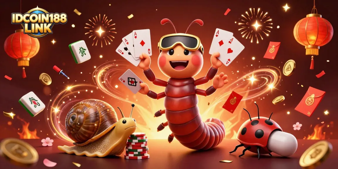 Experience excitement with IDCOIN188 LINK as the millipede dealer showcases cards in a vibrant casino scene.