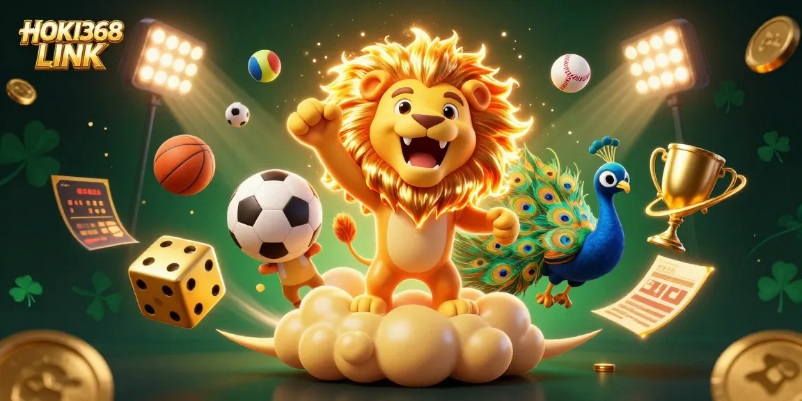 Engage in thrilling gameplay at HOKI368 LINK with vibrant sports-themed 3D illustration showcasing dynamic betting action!